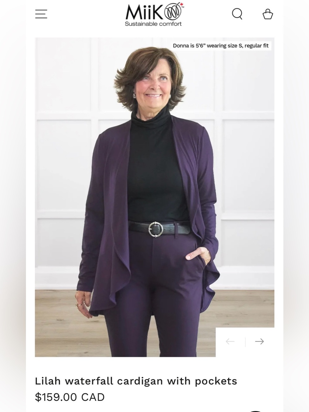 NWTs Miik Lilah Waterfall Cardigan With Pockets Size Small